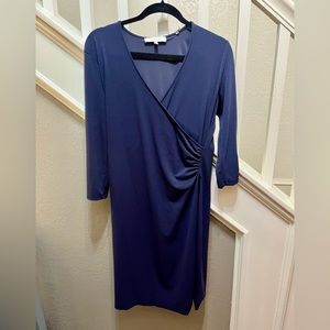 Navy blue faux wrap dress